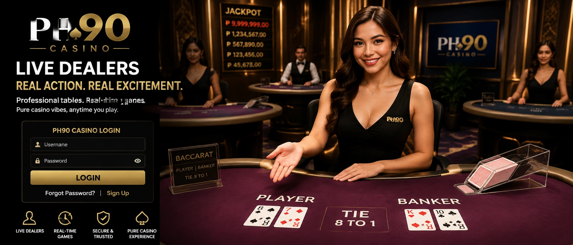 PH90 PHP live casino lobby preview